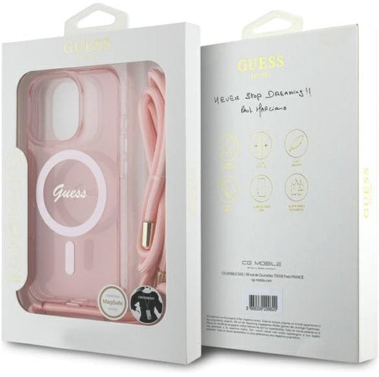 iPhone 16 Pro - pink hardcase - Crossbody Cord Script MagSafe - Back Cover
