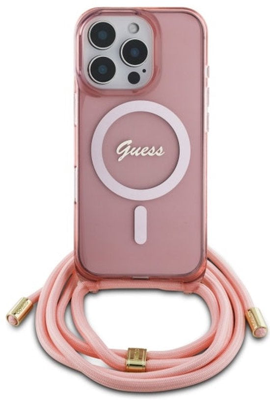 iPhone 16 Pro - pink hardcase - Crossbody Cord Script MagSafe - Back Cover