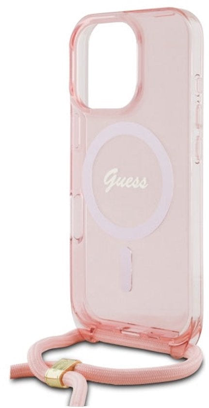 iPhone 16 Pro - pink hardcase - Crossbody Cord Script MagSafe - Back Cover