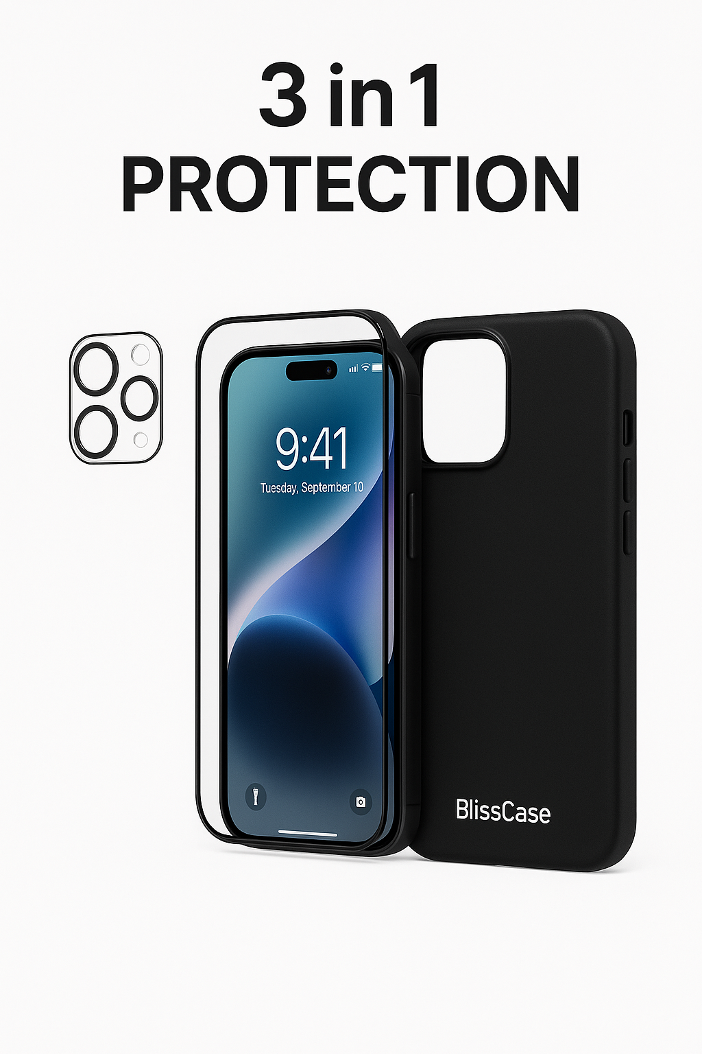 3 in 1 Protection - protection for screen / Case / Camera lens