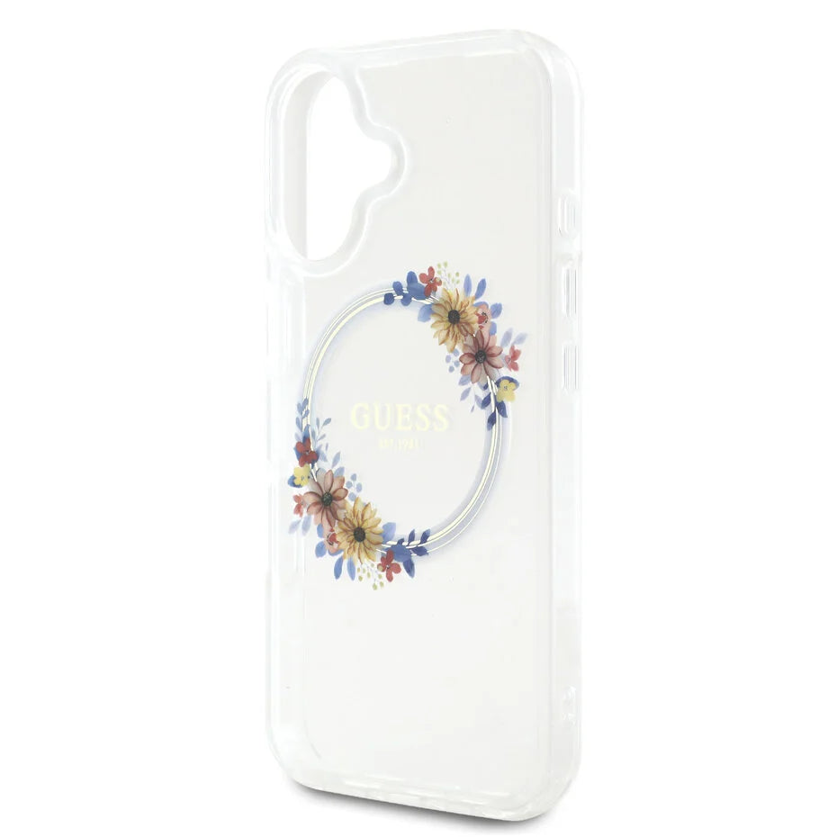 iPhone 16 Back cover case - Magsafe IML Flowers - Transparent