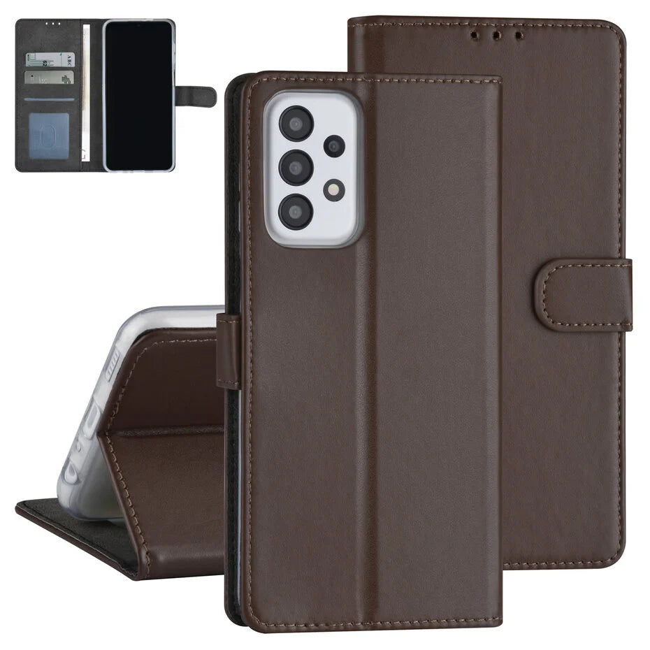 Samsung Galaxy A23 Case - Card holder for 3 cards - Magnetic closure - Brown