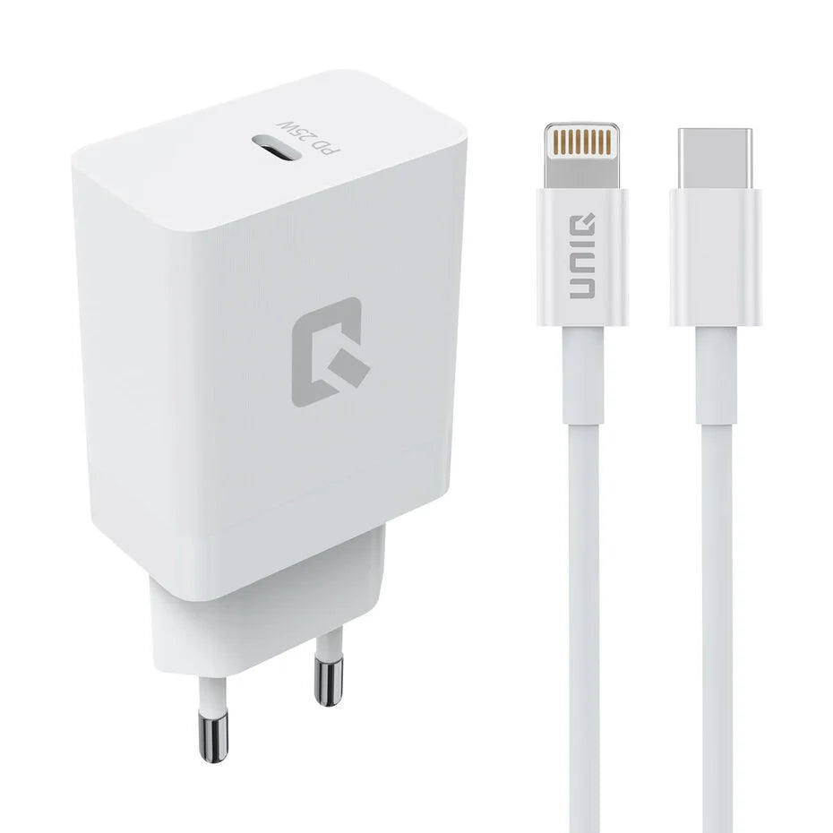 Fast Charger PD 25W - with Lightning to Type-C Cable - White
