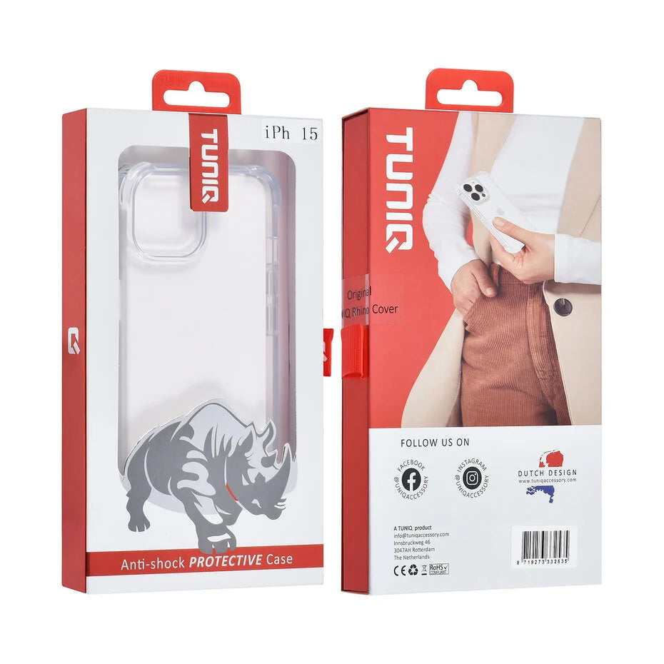 TUNIQ iPhone 15 TPU Back Cover - Transparent - Antishock